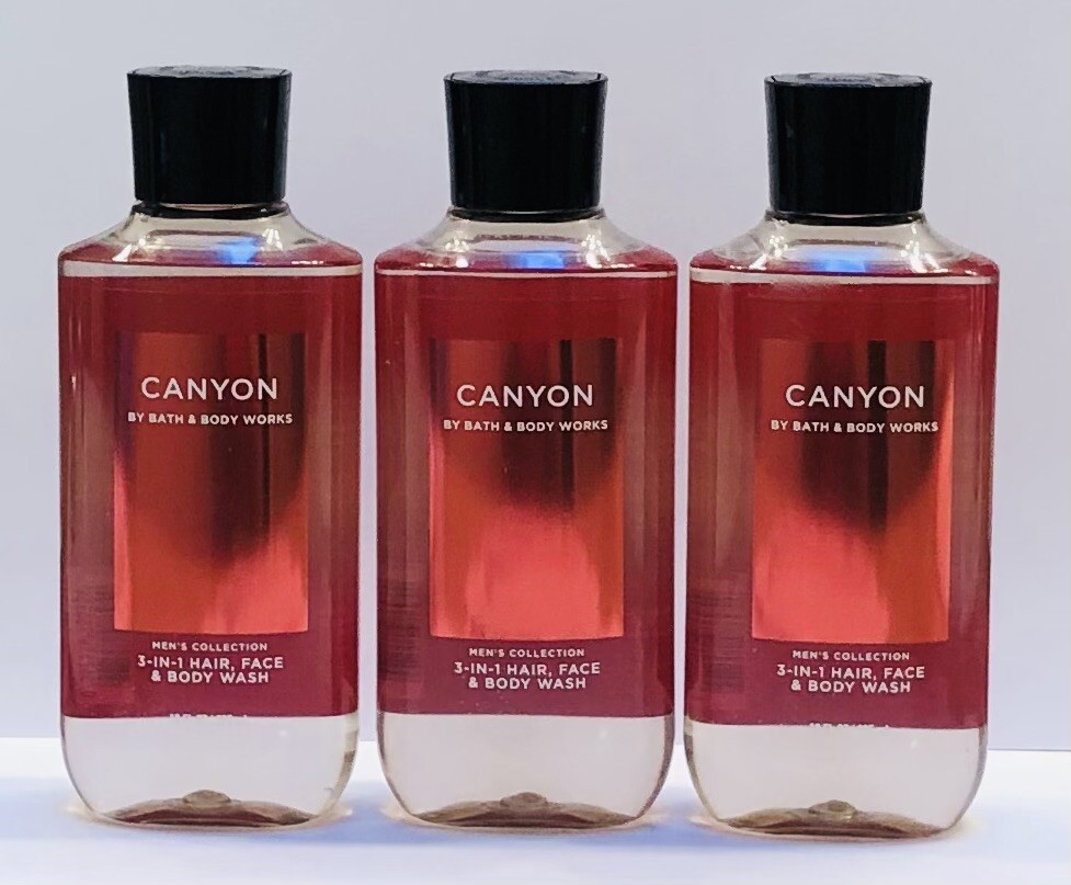 3 New BATH & BODY WORKS CANYON MEN'S COLLECTION 3 IN 1 HAIR FACE BODY