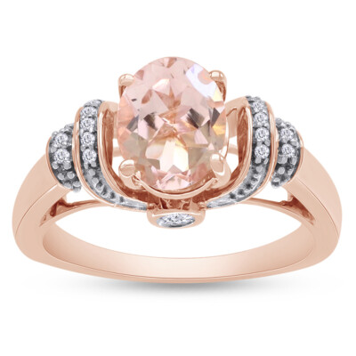 2ct Engagement Ring Simulated Morganite & Natural Diamond 10K Solid ...