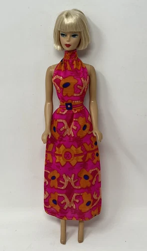 Vintage Barbie Best Buy #8680 Halter Dress Walk Lively Steffie Fabric Variation
