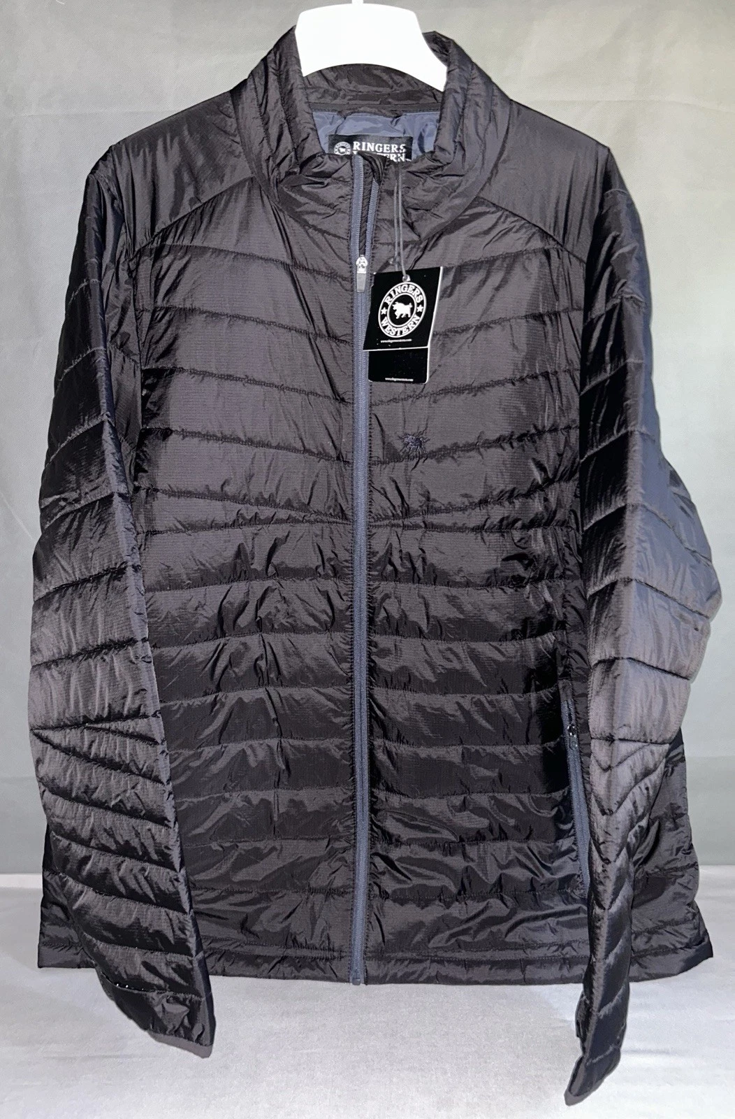 Packable Puffer Jacket Mens 5XL Full Zip Black Lightweight Ringers Western NEW