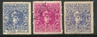 India (Cochin) 1944-48 (b) type II 9p, 1a3p & 1a9p SG 98a-100 used (cat. £35)