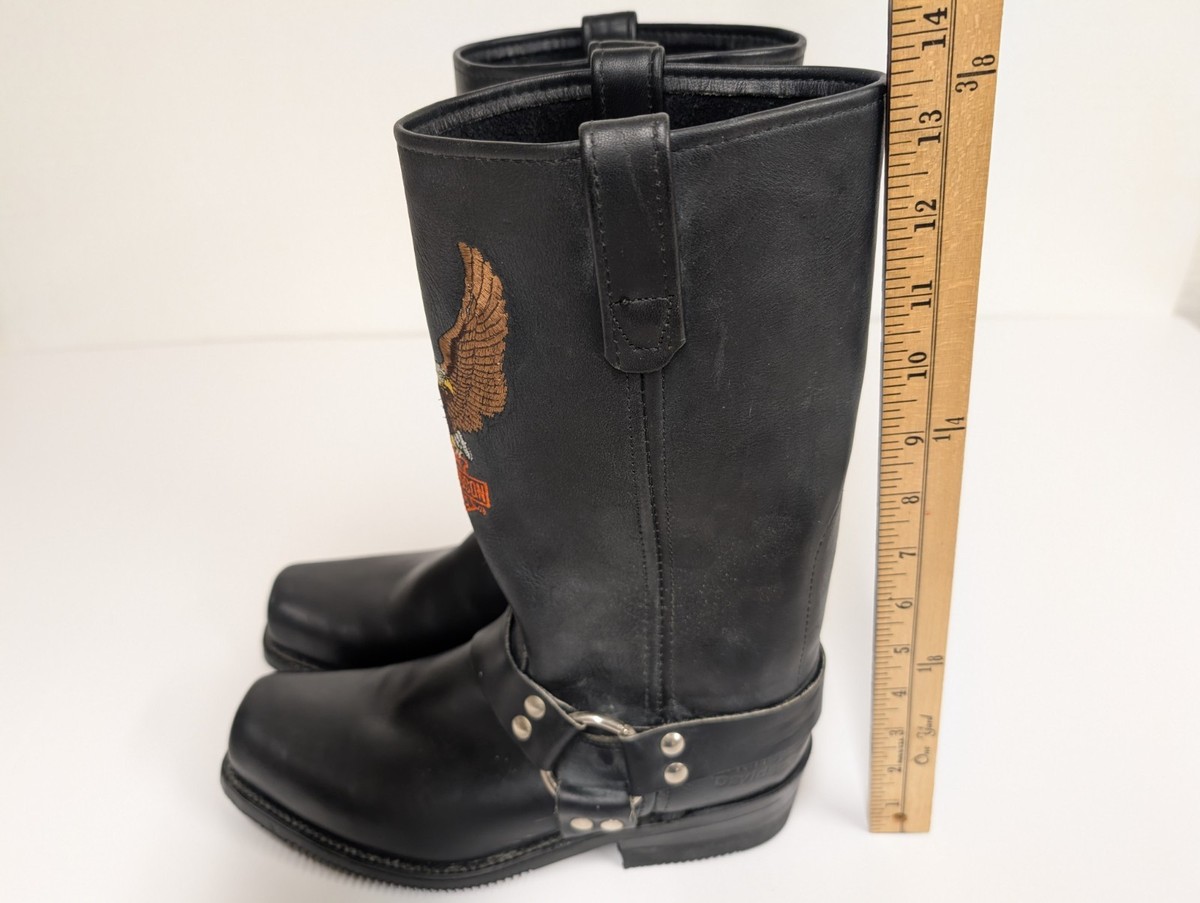 Vintage 90s Harley Davidson Black Leather Embroidered Eagle 