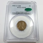 1909 S VDB PCGS CAC XF45 - Lincoln Wheat Penny Cent 1c US Coin #58254A