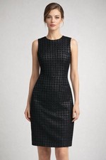 Tory Burch Black Metallic Dress Sz 4 Houndstooth Pockets Preppy Goth Party