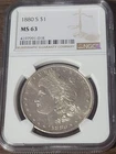 1880 S Morgan Silver Dollar $1 NGC MS63