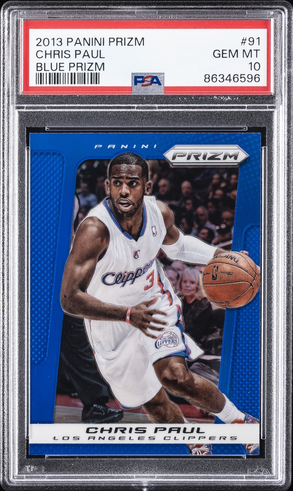 2013 PANINI PRIZM BLUE PRIZM #91 CHRIS PAUL PSA 10