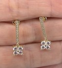 NEW 1 1/4" Sterling Silver Vermeil Moissanite Womans Dangle Pierced Earrings  — photo 3