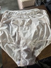 Vintage 3 VANITY FAIR PANTIES Beige Silky Nylon SISSY GRANNY High-Waist SZ 10