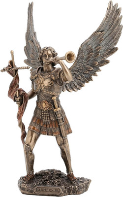 13'' Archangel Saint Gabriel Statue - Cold Cast Resin with Bronze Finish