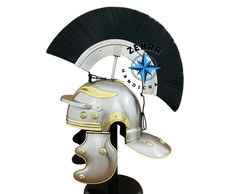 ZEHRA Medieval Roman Centurion Helmet Black Plume W/Free Wooden Stand Halloween
