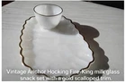 Vintage Anchor Hocking Fire-King Milk Glass Snack Set With Gold Scalloped Trim