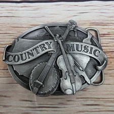 Vintage 1984 Award Design Country Music Belt Buckle Banjo Fiddle Western USA B29