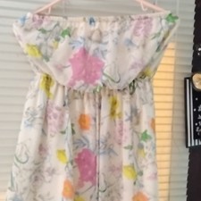 Floral Maxi Dress Off Shoulder Multicolor Sleeveless Strapless Casual