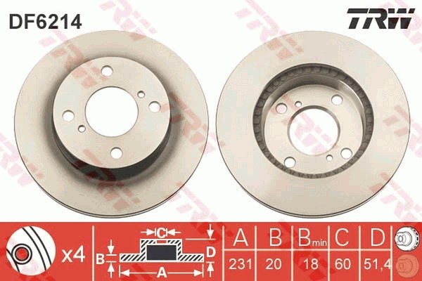 2X Bremsscheibe TRW DF6214 FüR Suzuki Alto GF Nissan Pixo UA0 LPG 7 AMF310-image