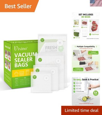 Durable 80-Pack Vacuum Sealer Bags for All Food Types   Eco-Friendly Cooking