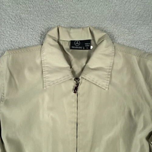 Vintage Mercedes Benz Jacket Mens Large Beige Windbreaker Coat Full Zip Lined image 9