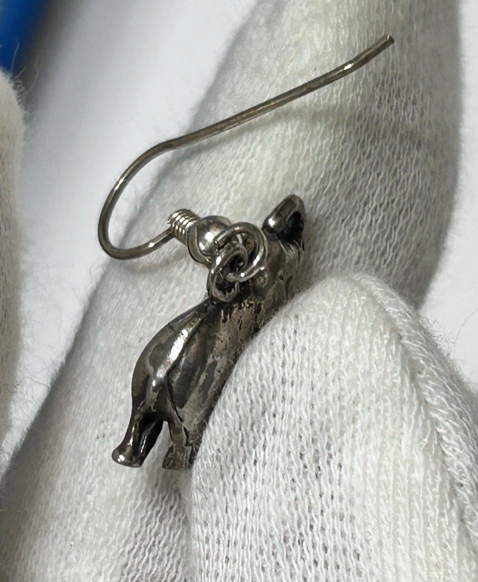 Solid 925 Sterling Silver Dangle Elephant Earrings - image 10