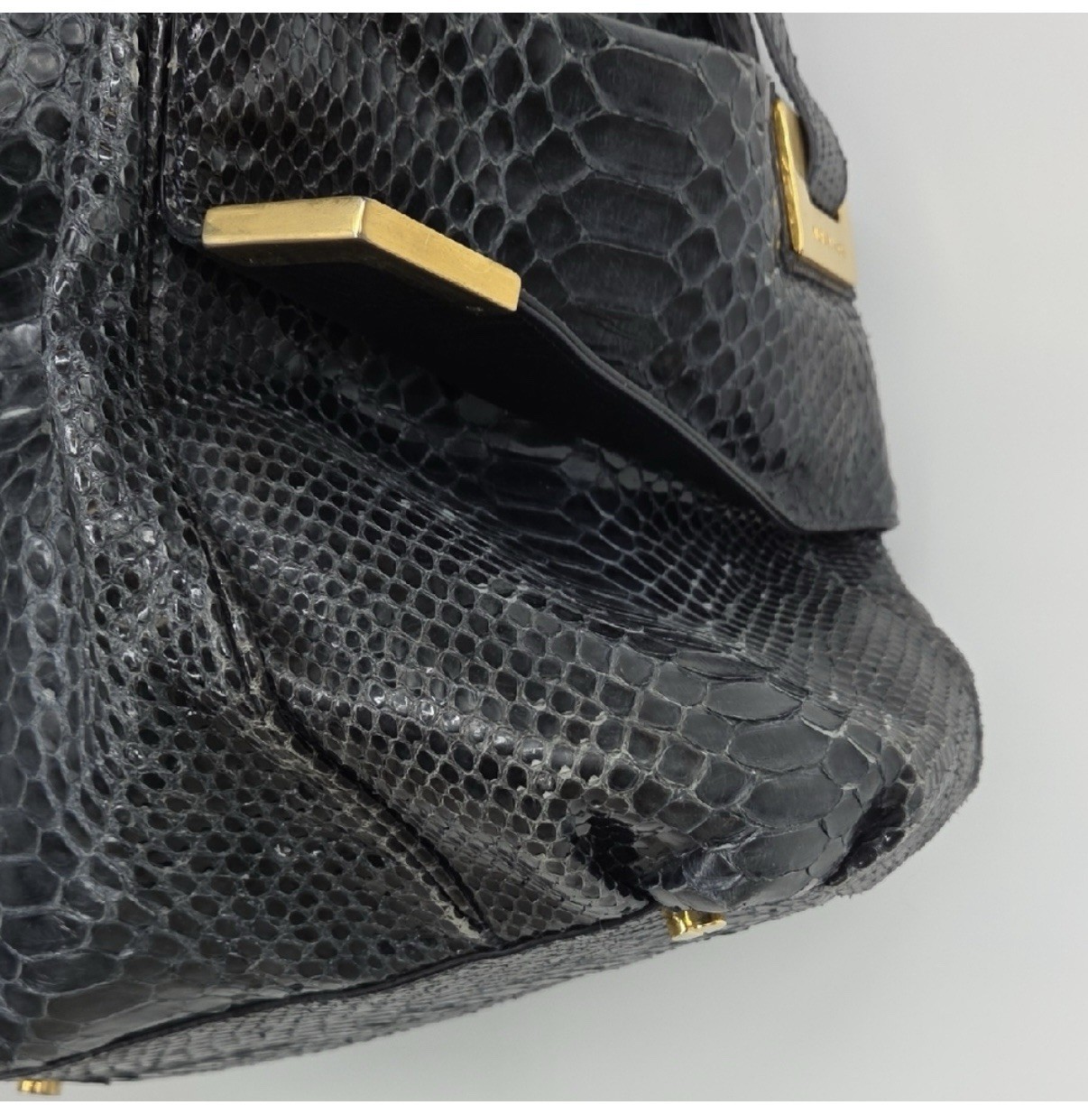 Vtg Michael Kors Genuine Python Large Satchel Nav… - image 10