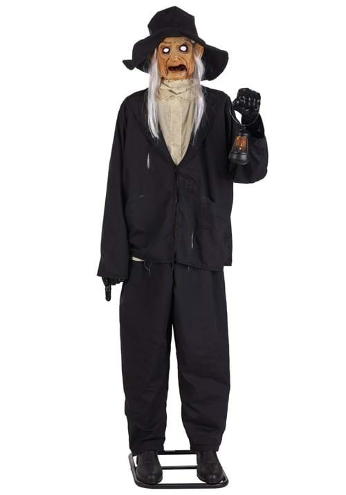 7 FT ANIMATED GHASTLY GRAVEDIGGER HALLOWEEN ANIMATRONIC PROP