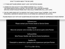 PIONEER AVH-4100NEX SOFTWARE ERROR BOOT LOOP FIX SD CARD ON HIGH SPEED SANDISK