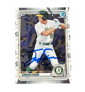 Tyler Soderstrom Signed Card 2020 1st Bowman Chrome Auto Autographed A’s