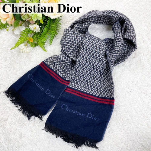 Authentique écharpe en laine Christian Dior logo marque 143 x 26 cm saison hiver femme