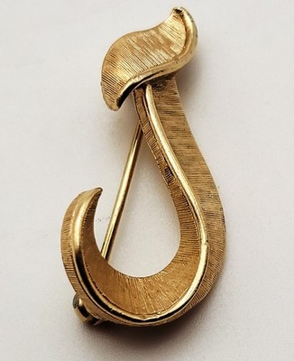Vintage Gestempelt Trifari Krone Goldfarben Buchstabe J Form Brosche