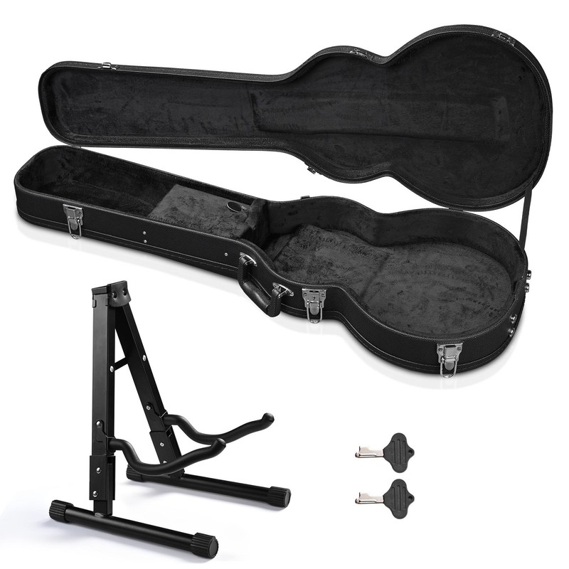 Yescom Electric Guitar Wooden Hard Case w/ A-Frame Stand for LP Style