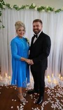Blue Dress with Sheer Jacket Mother of the Bride Formal Wedding Outfit