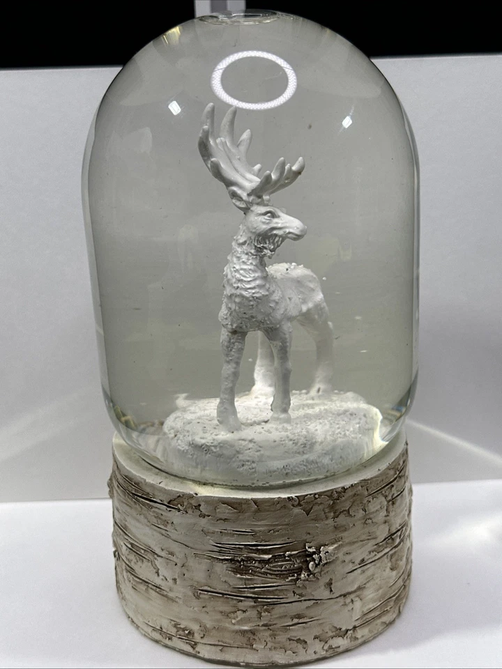 7-дюймовый высокий купол снежного шара на березе лось скульптура белый - Изображение 4 из 4
