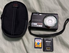 Nikon COOLPIX S220 10.0MP 3x Optical Zoom Digital Camera Black EUC No Charger