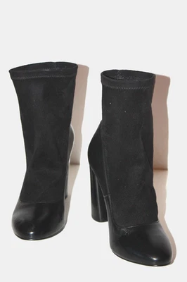 SAN MARINA Bottines Boots Bi Matière Stretch Cuir Noir T 37 TBE - Photo 1/4