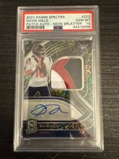 2021 Panini Spectra Davis Mills Rookie Patch Auto Neon Splatter /8 PSA 10 POP 1