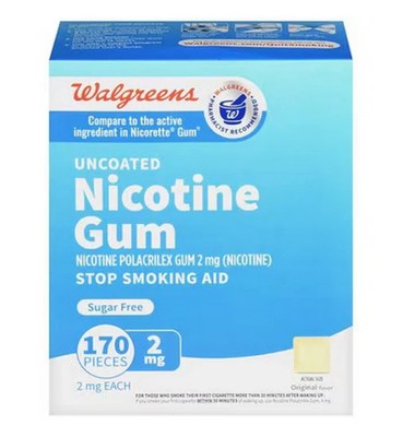 blue Nicotine 2mg 170ct Gum uncoated sugar free EX03/2028 SEALED Walgreens