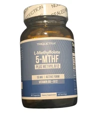 Triquetra L-Methylfolate 5-MTHF Plus Methyl B12 7.5MG 60 Ct, Exp 10/26