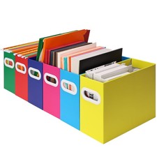 Collapsible file organizer box with handle cardboard hanging folder storage