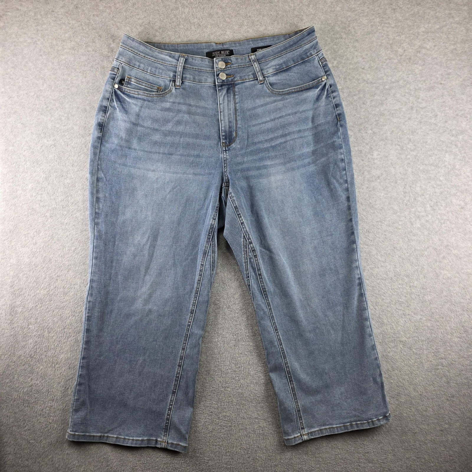 Judy Blue Jeans Womens 18W Blue Wide Leg Crop Stretch High Rise Denim