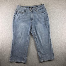 Judy Blue Jeans Womens 18W Blue Wide Leg Crop Stretch High Rise Denim