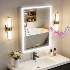 Bluetooth Bathroom Medicine Cabinet with Mirror, LED Lighted Medicine Cabinet