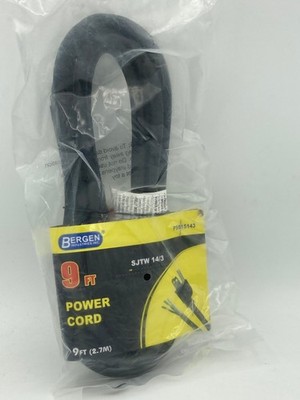 Bergen Industries 9ft. Power Supply Cord Guitar AMP PS915143 SJTW 14/3 NIB