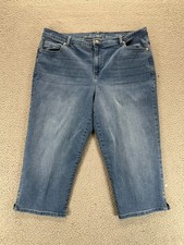 Gloria Vanderbilt Amanda Blue Womens 16W Plus Slimming Effect Denim Capri Jeans