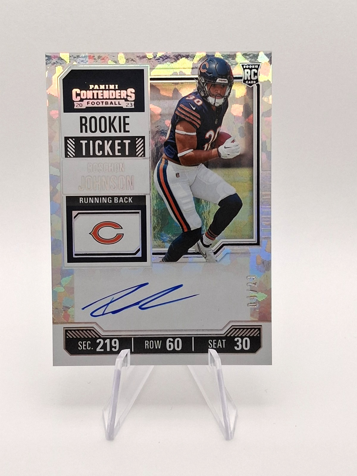 2023 Panini Contenders Rookie Ticket Cracked Ice #130 Roschon Johnson AUTO /23