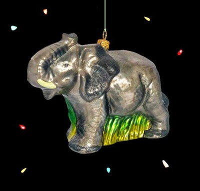 Elephant Amer. Museum blown-glass Christmas ornament Africa safari jungle Poland