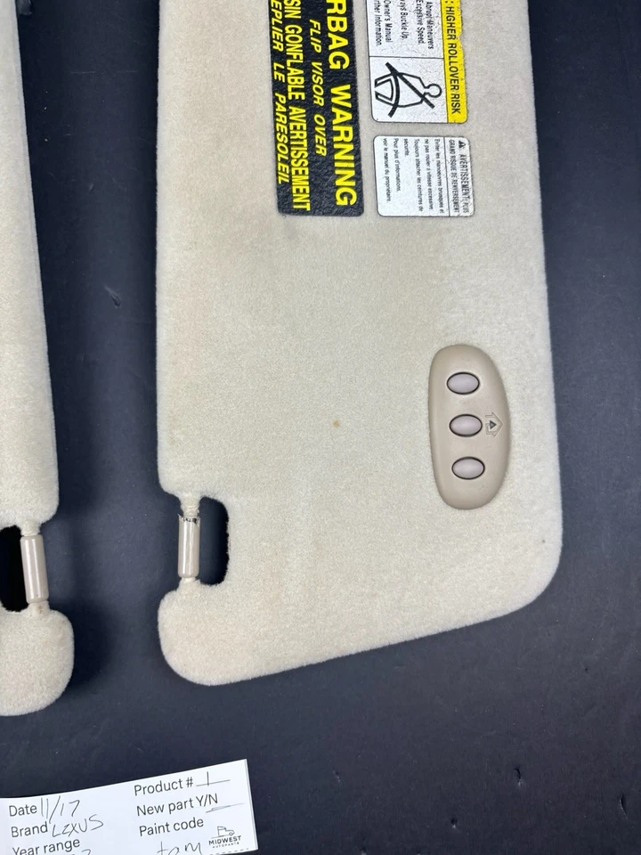 1999-2003 Lexus RX300 Sun Visor driver and passenger set - Image 3 of 4