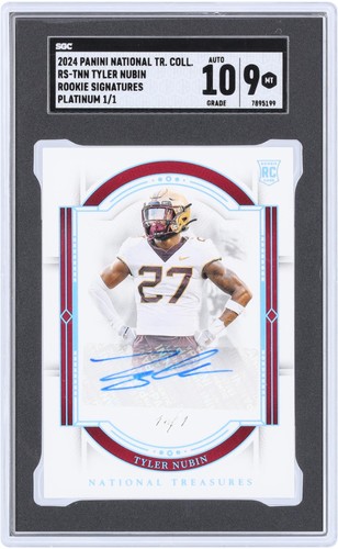 Tyler Nubin Minnesota Signed 2024 National Treasures #1/1 SGC 9/10 Rookie Card
