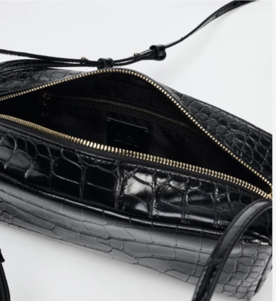 Elegante Bolso Bandolera y Hombro Zara Negro Doble Correa Foto 2 de 4