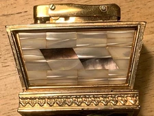 Vintage Flame Crest Table Lighter Mother of Pearl - Untested