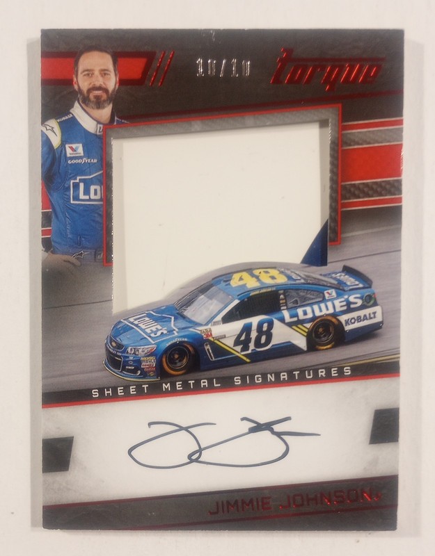 2017 Jimmie Johnson S.N. 10/10 Panini Torque Sheet Metal Signature Autograph