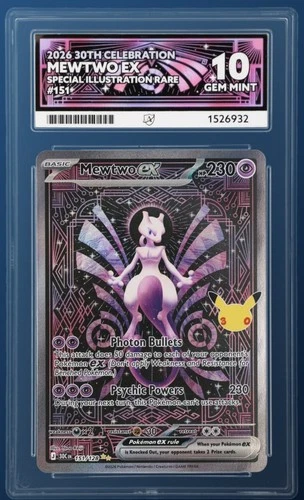 30th Celebration ACE 10 Mewtwo EX 151/128 Perfect subs! Pokemon TCG