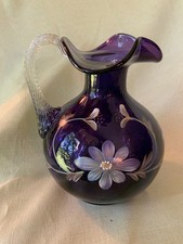 Fenton 1998 Historic Collection hand painted Royal purple Pitcher, Limited- Rare